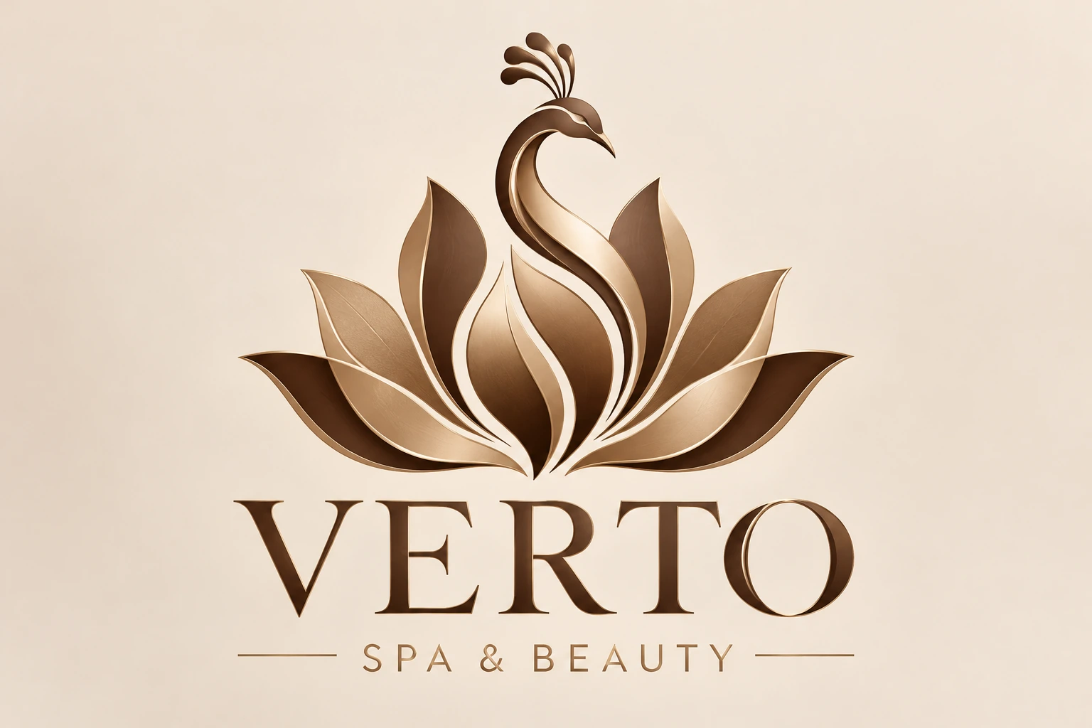 VERTO Spa & Beauty official peacock and lotus logo